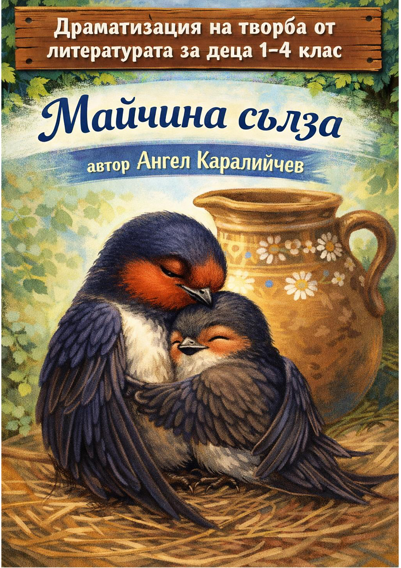 „ДРАМАТИЗАЦИЯТА НА ТВОРБА ОТ ЛИТЕРАТУРАТА ЗА ДЕЦА 1-4 КЛАС- ПРИКАЗКАТА „МАЙЧИНА СЪЛЗА“ С АВТОР АНГЕЛ КАРАЛИЙЧЕВ 1
